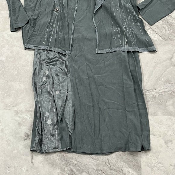 Kd Spring Womens Lagenlook Dress With Cardigan Art to Wear Green Size Large L - Picture 3 of 11